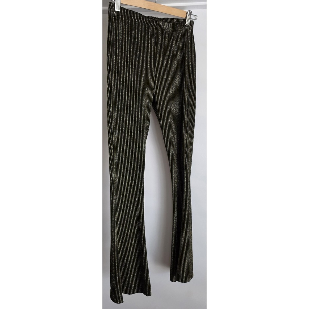 Vintage Très Bien Women S Black Gold Striped Flared Pants Y2K Trousers Slacks